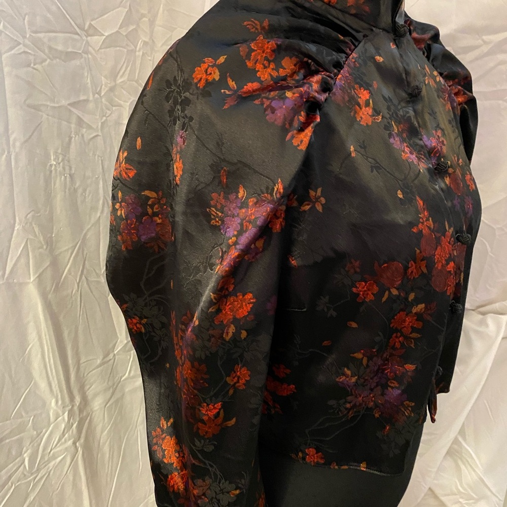 Zara Black Floral Satin Blouse - Picture 10 of 11